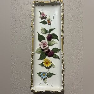 Lefton Vintage Japan Wall Pocket | 3D Porcelain Flowers | Wall Vase Decor